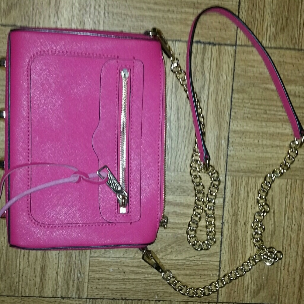 Hot pink Rebecca Minkoff leather crossbody